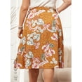 thumbnail image 4 of DARING DIVA Women's Plus Floral A Line Ruffled Hem Summer Midi Skirt 1X Orange, 4 of 6