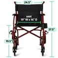 thumbnail image 4 of Medline Transport Wheelchair with Permanent Desk Arms, Ultra Lightweight, Swing-Away Footrests, Foldable, 300 lb Weight Capacity, Red, 4 of 6