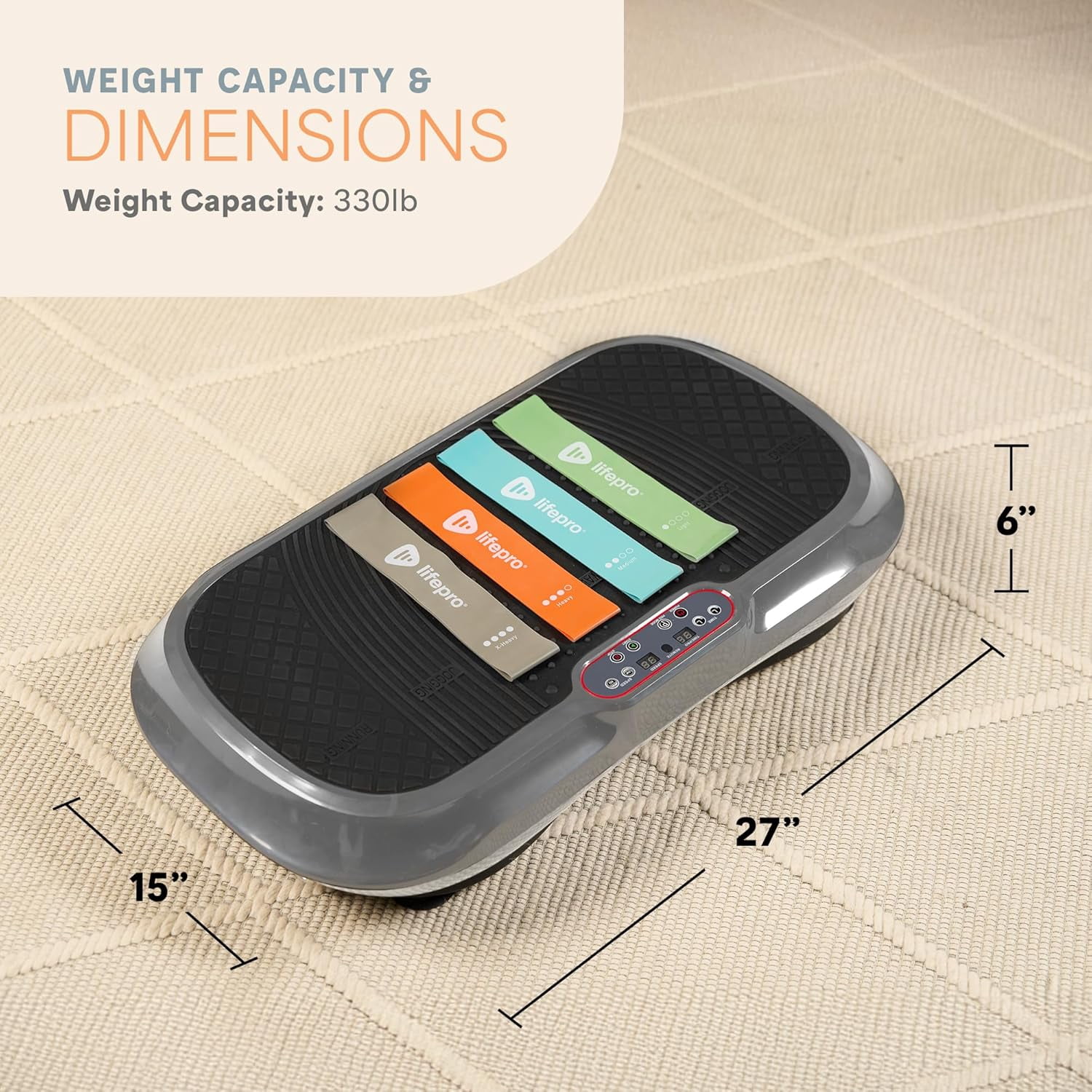 Lifepro Waver Vibration Plate Exercise Machine – Full Body Vibrating Plate for Lymphatic Drainage, Muscle Toning & Fat Loss – Includes Loop Bands, Remote & 99 Speed Settings - Gray