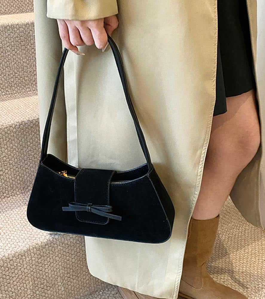 Zhengup Suede Purse Handbag Evening Bag for Women Crescent Satchels Shoulder Bag Crossbody Purse Top-handle Tote Party Shopping