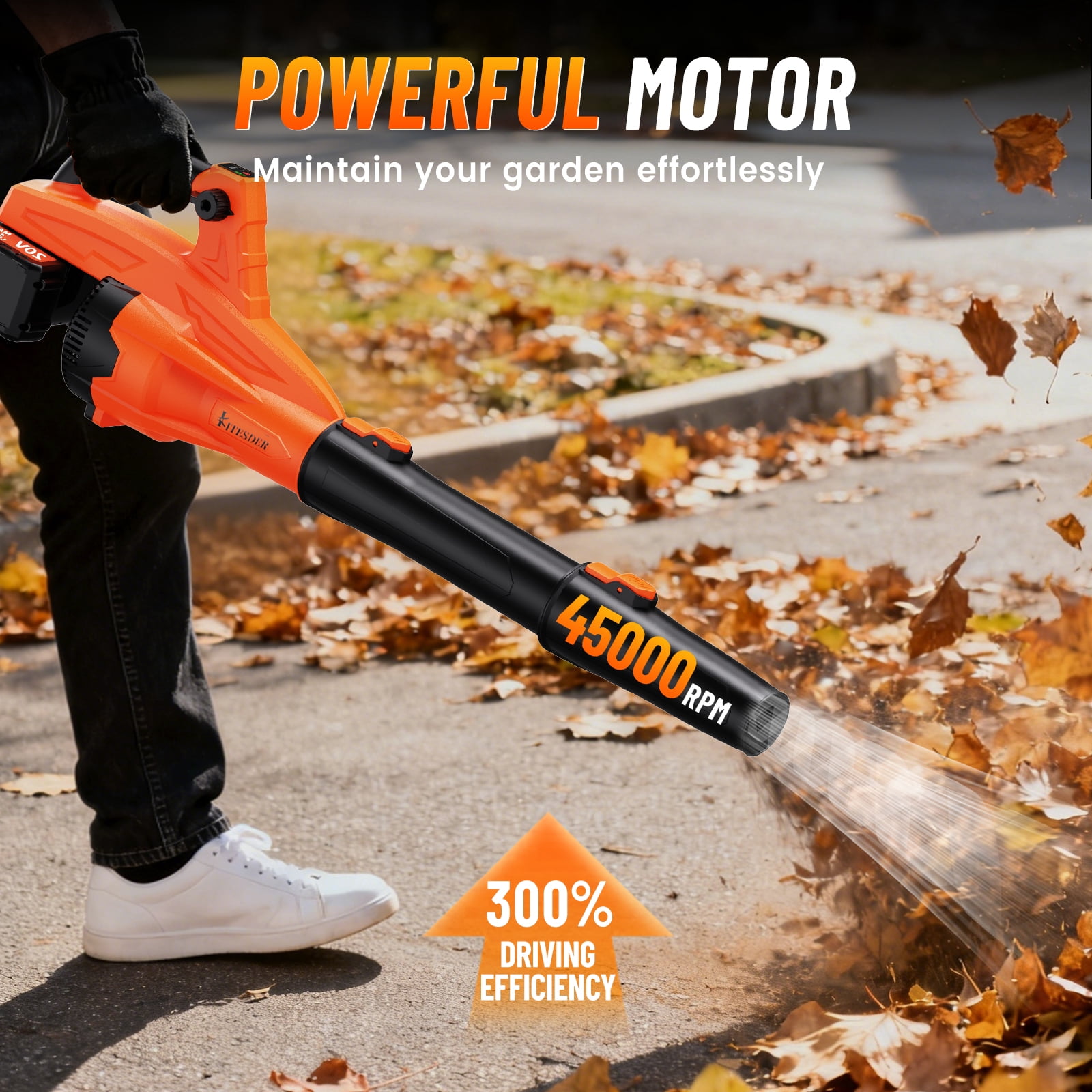 High Power Cordless Leaf Blower with Battery, 580CFM/160MPH, Extension Nozzle, Lightweight Portable for Lawn Yard Snow Pet Hair, Ideal Christmas Gift, Local Warehouse Shipping