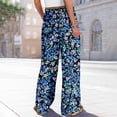 thumbnail image 4 of Minjewel Palazzo Pants for Women Floral Print Wide - High Waist Casual Trousers with Pockets Boho, Wide Leg Pants for Women Summer Flowy Trousers, Pants for Women for Beach Daily,Royal Blue XL, 4 of 7