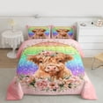 thumbnail image 2 of Homewish Rustic Cow Animal Full Size Comforter Sets for Teen, Pink Romantic Rose Bedding Comforter Set, Fashion Sequin Print Reversible Bedding Sets, Luxury Bedroom Decor, 3pcs, 2 of 8