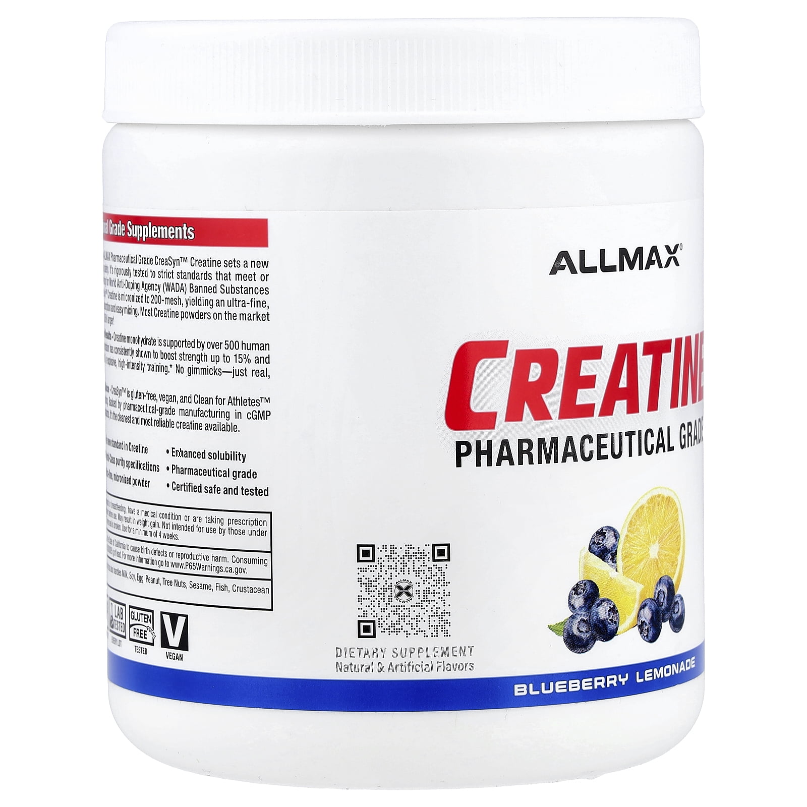 ALLMAX Creatine, Pharmaceutical Grade, Blueberry Lemonade, 6.7 oz (190 g)