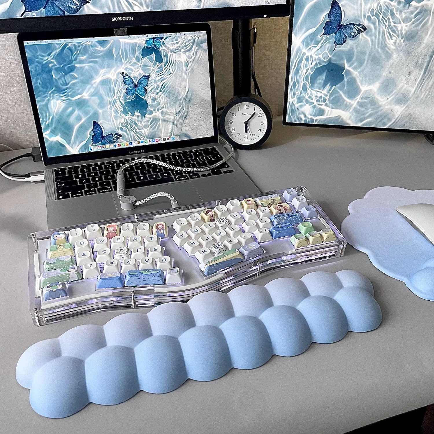 MiFuny Puff Clouds Wrist Rest for Mechanical Keyboard, Pillow Soft Palm Support for 61-96% Mechanical Keyboards Ergonomic Palm Support , Waterproof & Easy To Clean