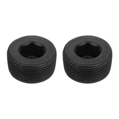 2Pcs Socket Pipe Plugs NPT 1-1/4 Carbon Steel Hex Thread Pipe Caps Black