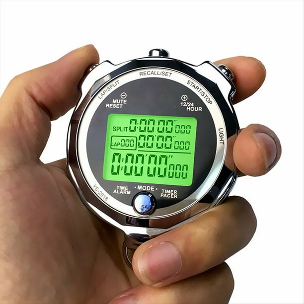Cronómetro Digital Profesional de Metal Luminoso, con Precisión de 0,001 S, Canales para Entrenamiento Deportivo, 200 Pistas.
