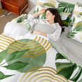 thumbnail image 3 of Castle Fairy Boho Tropical Leaf Bedding Comforter Set 7 Pieces for Teens, Geometric Art Full Bedding Set for Bedroom, Green Gold,Grey Reversible, 3 of 7