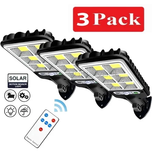 3Pcs Outdoor Solar Wall Light Led Motion Sensor Bright Flood Street Lamp 3 Modes