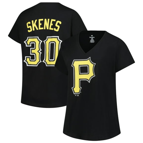 Women's-Profile Paul Skenes Black Pittsburgh Pirates Plus Size Name & Number V-Neck T-Shirt