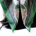 thumbnail image 5 of Women's Satin Square Scarf Chain Print Smooth Head Wrap Large Bandana Neckerchief Casual Festival Gifts Green 90cm, 5 of 6