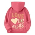 thumbnail image 6 of Grblisyd LOVE LIKE JESUS Hoodie for Teen Girls Oversized Christian Hoodies Forgiven Hoodie Graphic Hoodies Long Sleeve Girls Sweatshirts Size 10-12 Pink 140, 6 of 6