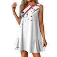 thumbnail image 4 of Women's Casual Summer Dress, Sleeveless Round Neck Sundress with Patriotic Print, Lightweight Outfit for Travel and Festivals,White L, 4 of 5