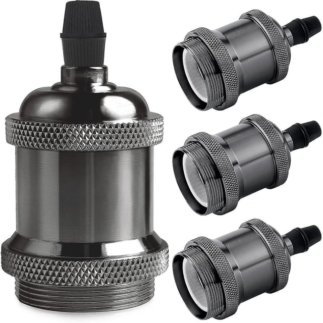 E27 Lamp Socket, Edison Retro Pendant Lamp, Solid Ceramic Adapter, 4 Pieces Black Pearl Socket Shibaod