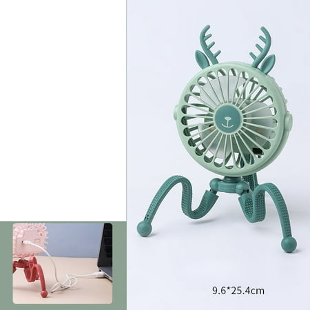 

QINGYU Stroller Fan USB Charging Portable (Green)