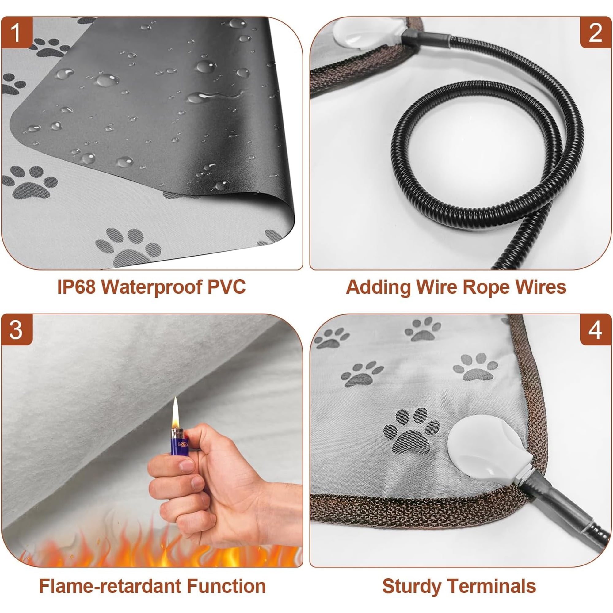 Daretodo Pet Heating pad 34"x21" Large Dog Cat Heating Pad Heated Ped Beds Dogs House Heater Electric Warming Pad for Puppies with Timer,Chew Resistant Cord,Easy Clean,Waterproof