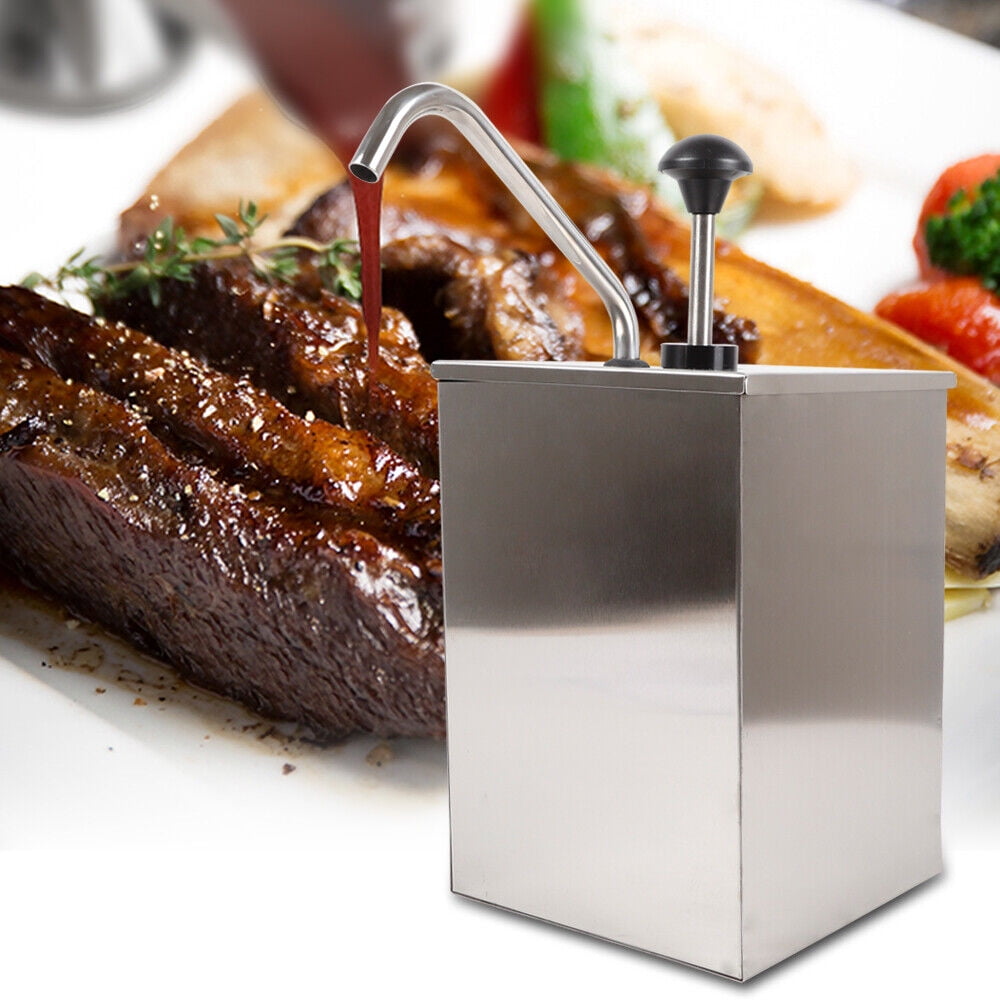 DENEST 4L Stainless Steel Kitchen Condiment Pump Soy Sauce Ketchup