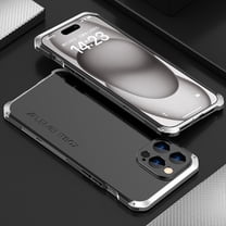 Dteck Thin Fit for iPhone 15 Pro Case, Military Grade Drop Protection Aluminum Bumper Case 3 in 1 Metal Frame PC Back Hybrid Shockproof Rugged Cover,Black   Silver