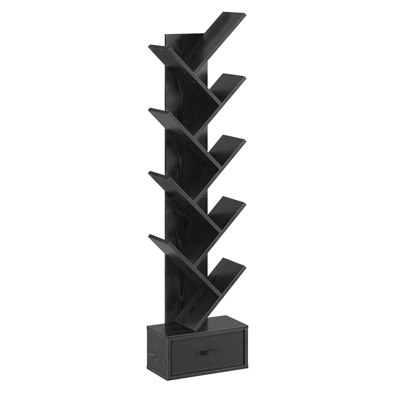Greenstell 9-Tier Storage Bookshelf with Drawer Shelves for Home Office, Black