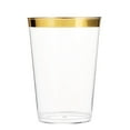 thumbnail image 4 of 100 Gold Plastic Cups 14 Oz Clear Plastic Cups Tumblers Gold Rimmed Cups Fancy Disposable Wedding Cups Elegant Party Cups with Gold Rim, 4 of 9