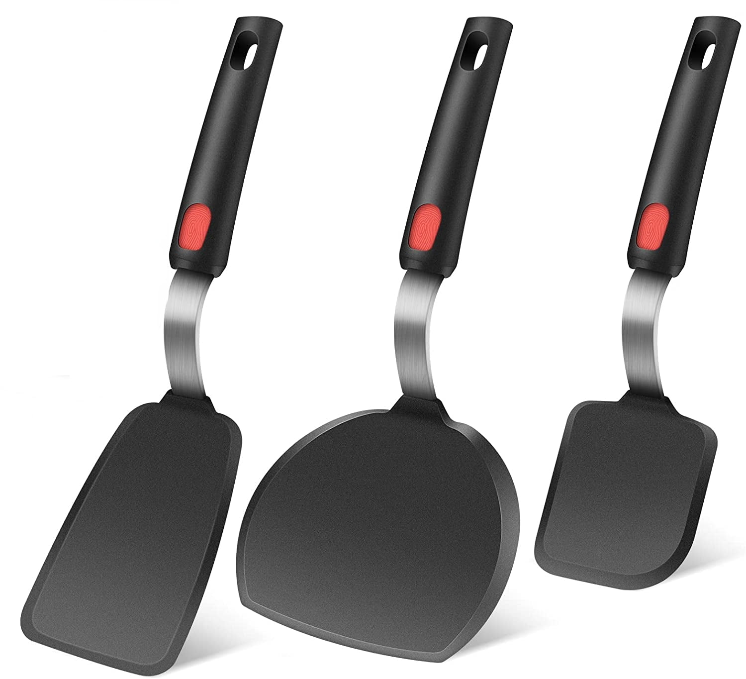 Unicook 2 Pack Flexible Silicone Spatula, Turner, 600F Heat Resistant,  Ideal for Flipping Eggs, Burgers, Crepes and More, Black