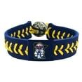 thumbnail image 1 of Team Color Baseball Mini & Paul Mascot Navy Leather Yellow Thread Minnesota Twins Bracelet, 1 of 1