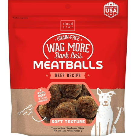 UPC: 0693804191182 | Cloud Star Wag More Bark Less 14 oz Grain Free Meatballs Dog Treats with Beef