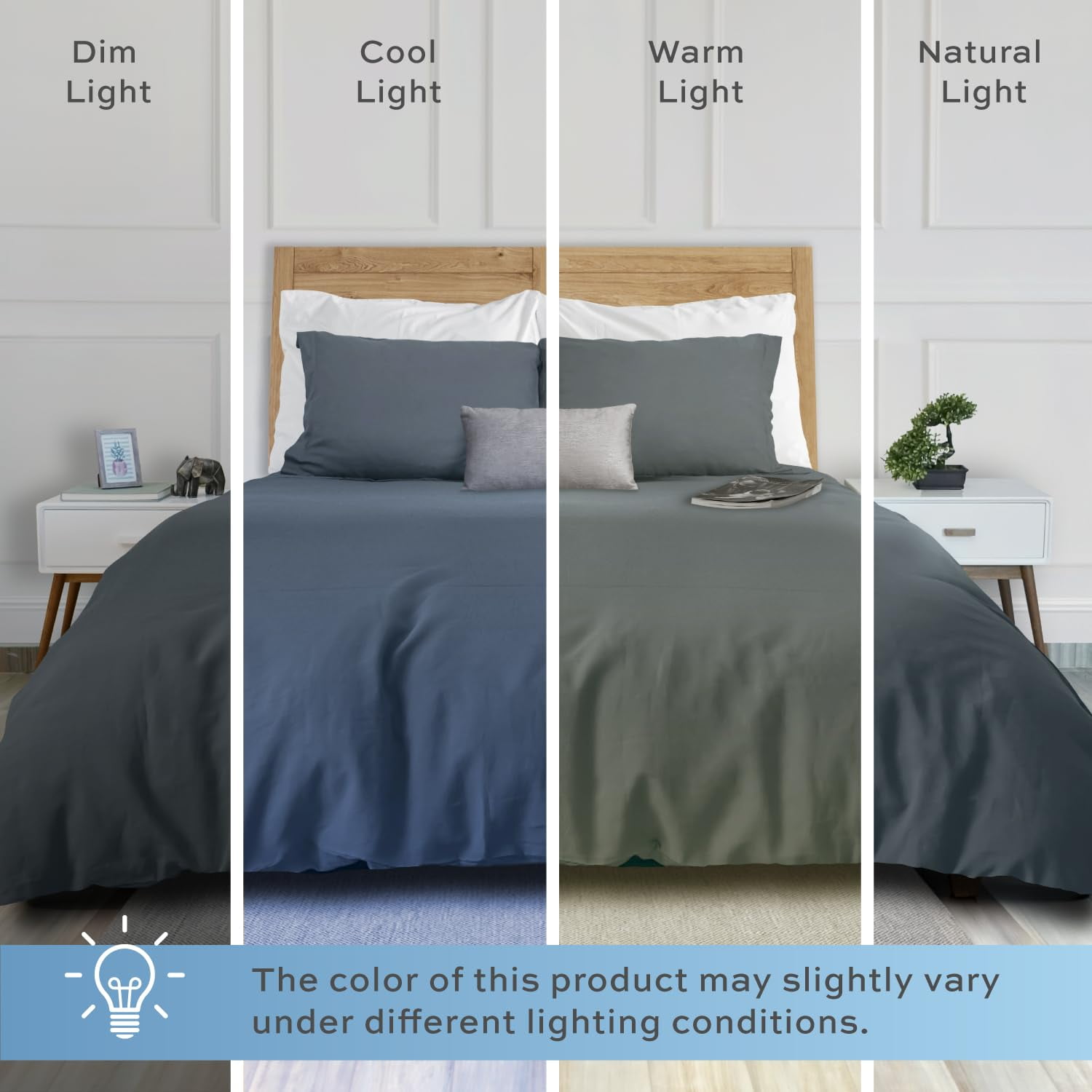 White Classic Luxury Collection 3-Piece Microfiber Zippered Duvet Cover Set, Gray, King, 104 x 90