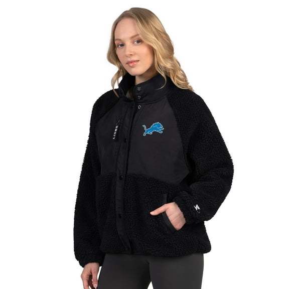 Women's Starter Black Detroit Lions On the Ball Sherpa Jacket