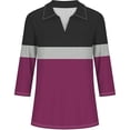 thumbnail image 3 of Sweet Home Farm 3/4 Sleeve T Shirts for Women Summer Striped Print Tops Collared Button Down Breathable Trendy Tunic V Neck White, 3 of 8