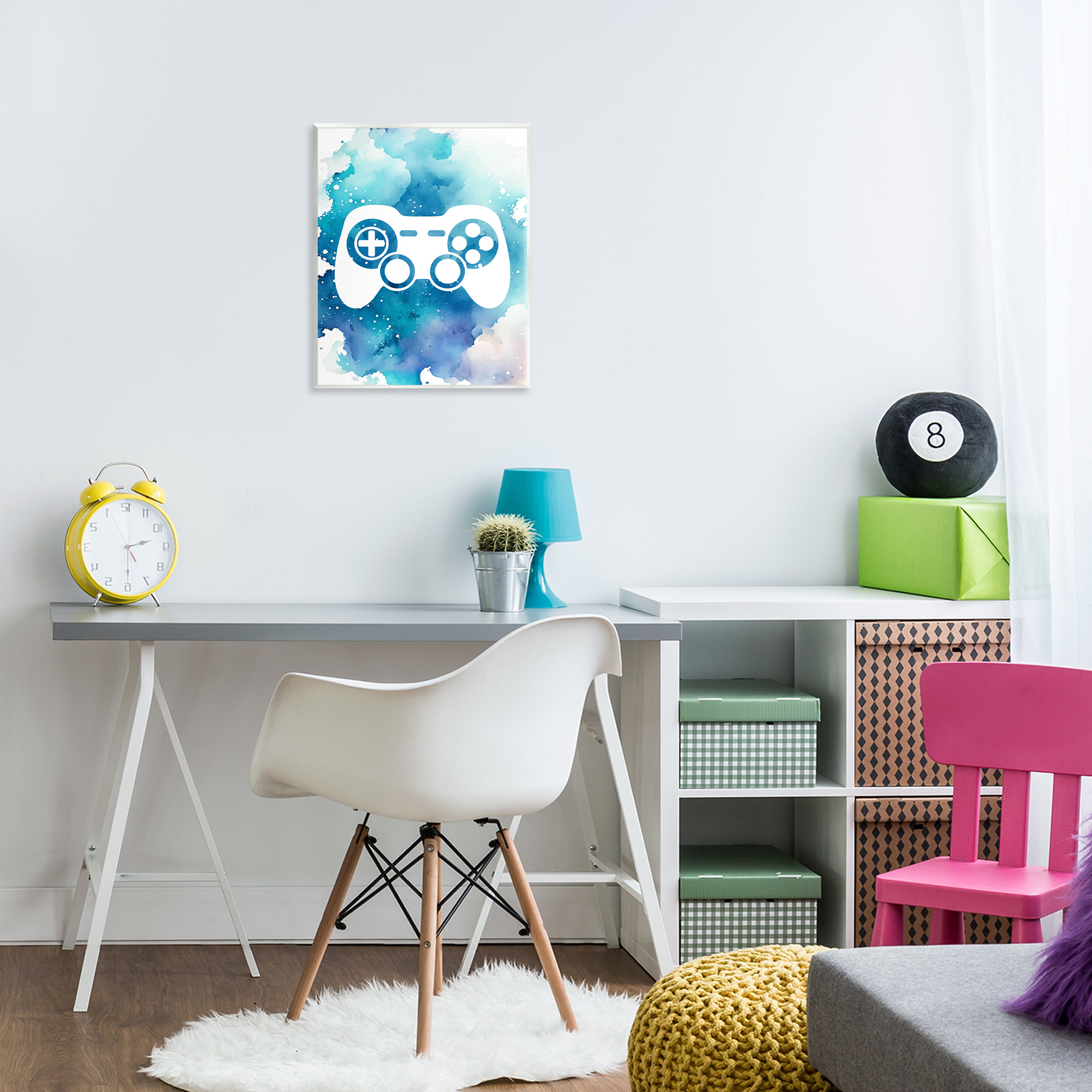 Blue Controller Splatter Wall Plaque Art, design by Marcus Prime