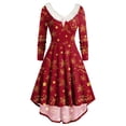 thumbnail image 2 of Joyeux Noël TIMIFIS Mode Automne pour Femmes Robe Vintage à Fleurs Évasée en Ligne A Swing Décontractée pour Fête Robe de Fête pour Femmes, 2 of 5