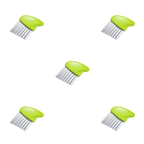 Billuyoard Cortador de patatas ondulado corrugado para hacer patatas fritas, picador, mango de plástico, picado, pulido, lavable, rebanador Verde 5Conjunto