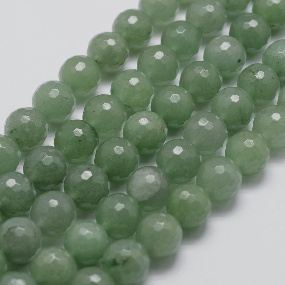 Natural Green Aventurine Beads Strands Faceted Round 8mm Hole: 1mm 44pcs/strand 14.9 inch~15.1 inch