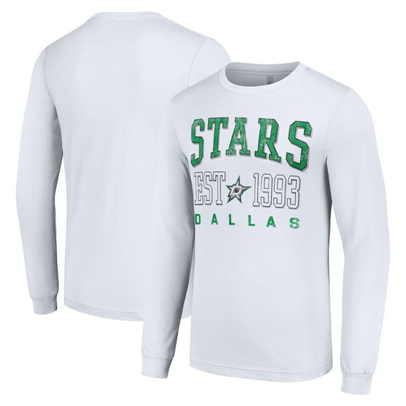 Men's Starter White Dallas Stars Logo Graphic Long Sleeve T-Shirt
