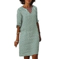 thumbnail image 1 of Frontwalk Women Loose V Neck Sundress Half Sleeve A Line Shirt Dress Ladies Mid Waist Beach Dresses, 1 of 2