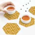thumbnail image 7 of Pofeuu Daisies Flowers Print Leather Coasters Set of 6, Round Cups Mugs Mat Pad for Home Kitchen Heat Resistant Drink Coasters,Hexagon, 7 of 7