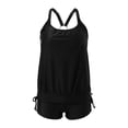 thumbnail image 5 of Two Piece Women'sTankini Swimsuits Blouson Swim Tank Top with Strappy Top And Pocketed Swim Bottoms/Black2/S, 5 of 5