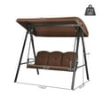 thumbnail image 3 of Topbuy 3-Person Patio Swing Seat Outdoor Porch Swing All Weather Hammock w/Adjustable Canopy & Cushions Brown, 3 of 5