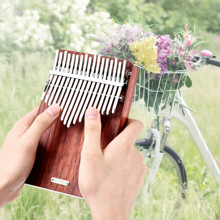 LingTing K17A 17 key Portable Kalimba Thumb Piano made of Padauk Material with Storage Bag Music Book Stickers Tuning Hammer and Pickup