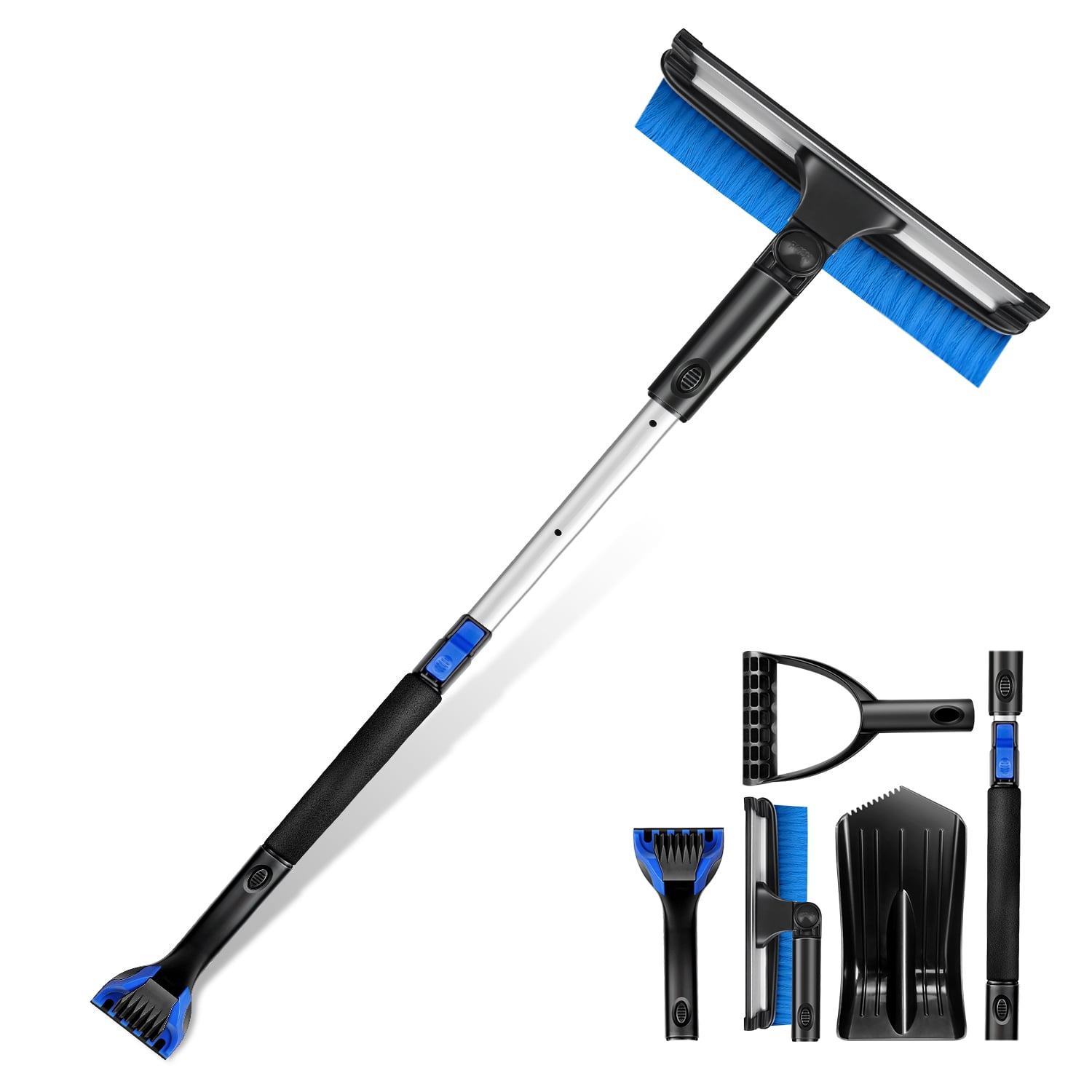 YSMJ Extra Long Snow Brush and Car Ice Scraper, Telescoping Ice Scraper, Foam Grip, Heavy Duty