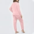 thumbnail image 6 of Mifsaly Fleece Pajama Sets for Women 2 Piece Warm Pjs Matching Outfits Raglan Long Sleeve Crewneck Cozy Sleepwear Soft Soild Color Nightwear Thermal High Waist Pants with Pockets Casual Homewear, 6 of 6