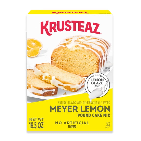 Krusteaz Meyer Lemon Pound Cake Mix, Pound Cake Baking Mix with Lemon Flavored Glaze, 16.5 oz Box​
