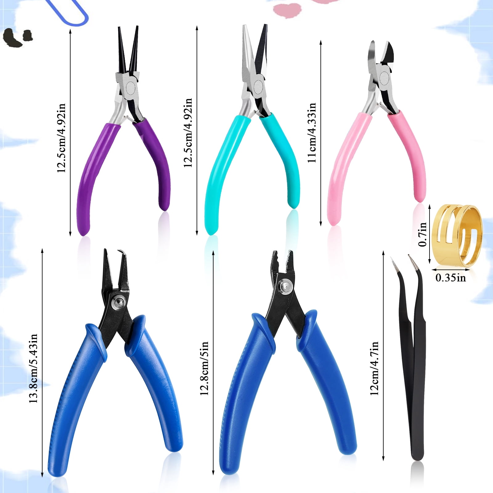 5 Pcs Superb Jewelry Pliers Set, Jewelry Making Supplies Includes Round, Chain, Needle, Bent & Zipper Jewelry Pliers for Repair, Wire Wrapping & DIY Crafts