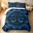 thumbnail image 2 of Homewish Boho Damask Nature Tree Twin Quilt Set,Botanical Design Twin Coverlet Set,Black Blue,Black Reversible,2pcs, 2 of 7