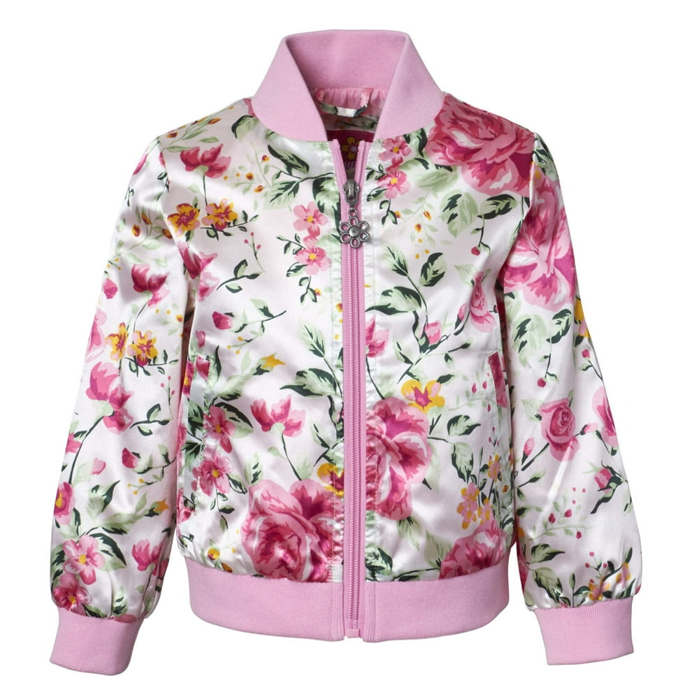 Pink Platinum Baby Toddler Girl Floral Bomber Jacket