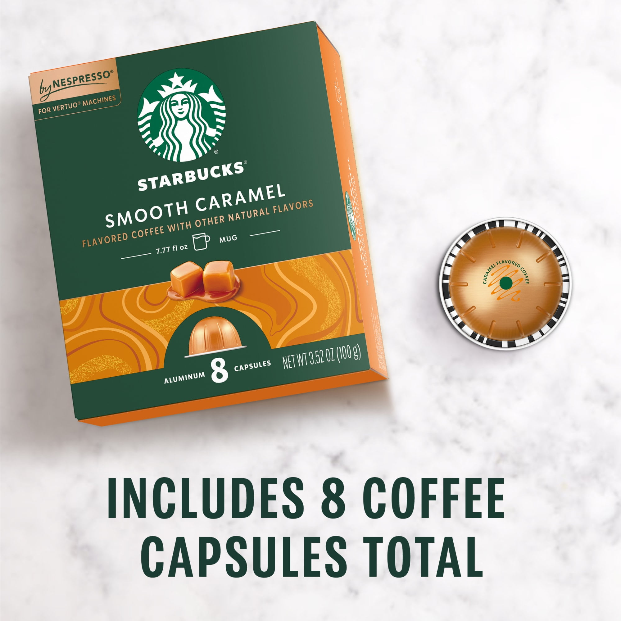 Starbucks By Nespresso Vertuo Line, Smooth Caramel, Flavored Roast Nespresso Pods, 8 Count