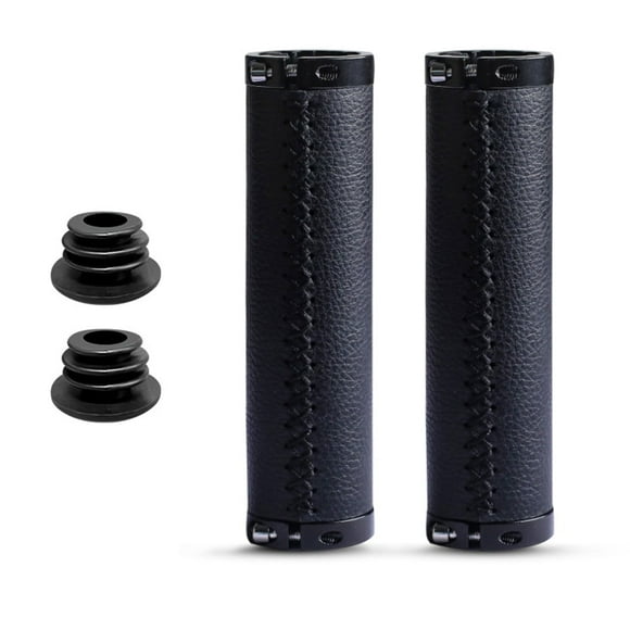 2pcs Grip Bike Cowhide Grips Bicycle Handle Leather Grips Vintage Alloy Grip
