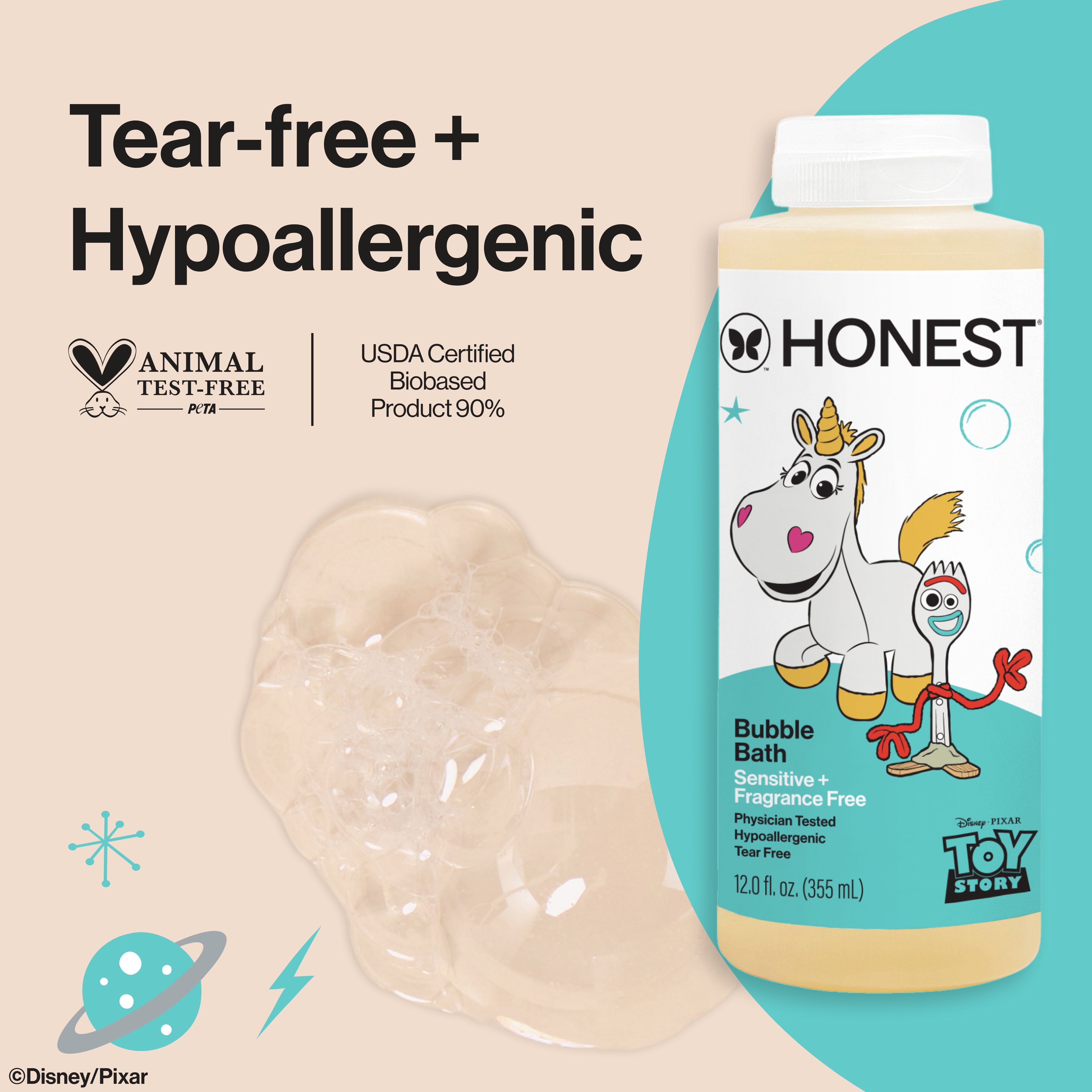 The Honest Company Disney Pixar's Toy Story Bubble Bath, Fragrance Free, Baby & Kid Friendly, 12 oz