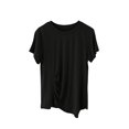 thumbnail image 2 of Plus Size Tops for Women under $5 Solid Color Short Sleeved Round Neck Not Irregular Loose T-shirt Black 2XL, 2 of 4